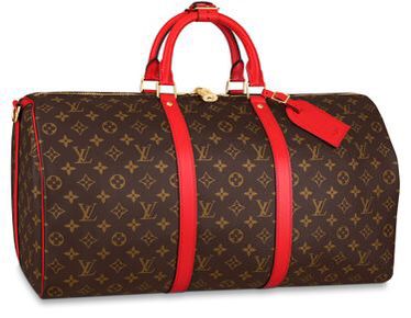 Louis Vuitton Monogram Red-Trim Keepall Duffel